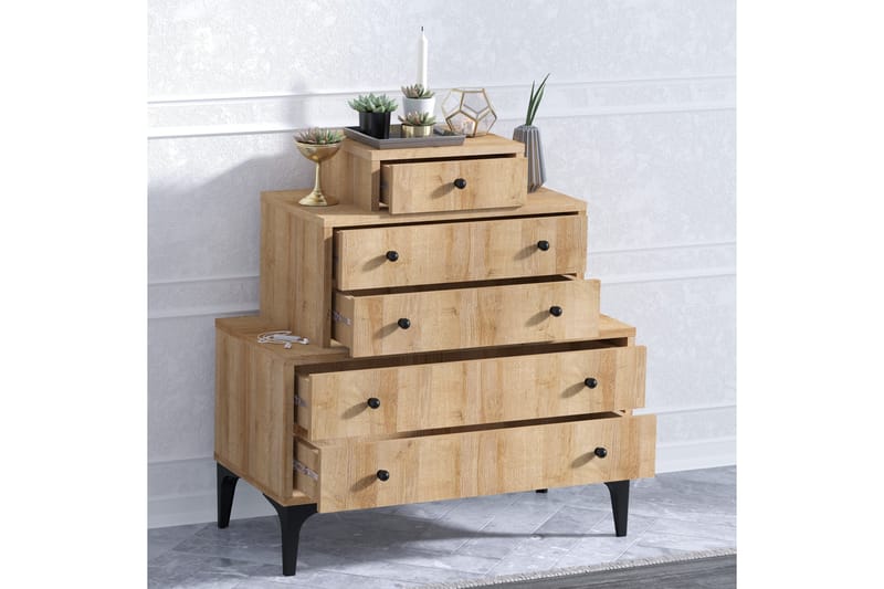 HIGHBOARD med 5 Lådor 40x80 cm Natur/Svart - Förvaring - Förvaringsmöbler - Byrå