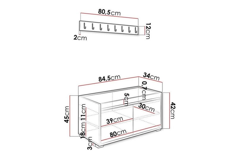 Kenmare Highboard Grå/Svart - Förvaring - Förvaringsmöbler - Byrå