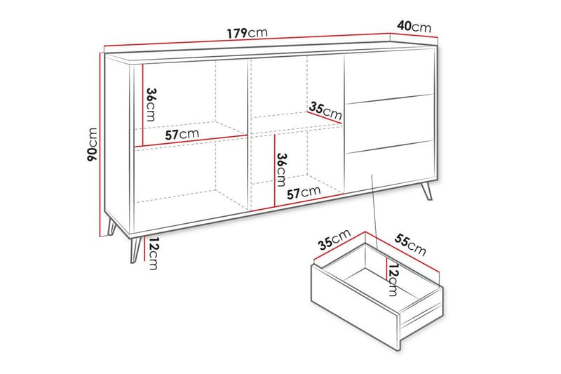 Kintore Highboard Svart - Förvaring - Förvaringsmöbler - Byrå