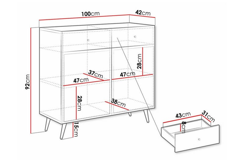 Kintore Highboard Svart - Förvaring - Förvaringsmöbler - Byrå