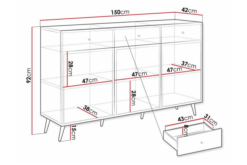 Kintore Highboard Svart - Förvaring - Förvaringsmöbler - Byrå