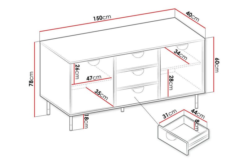 Kintore Highboard Svart - Förvaring - Förvaringsmöbler - Byrå