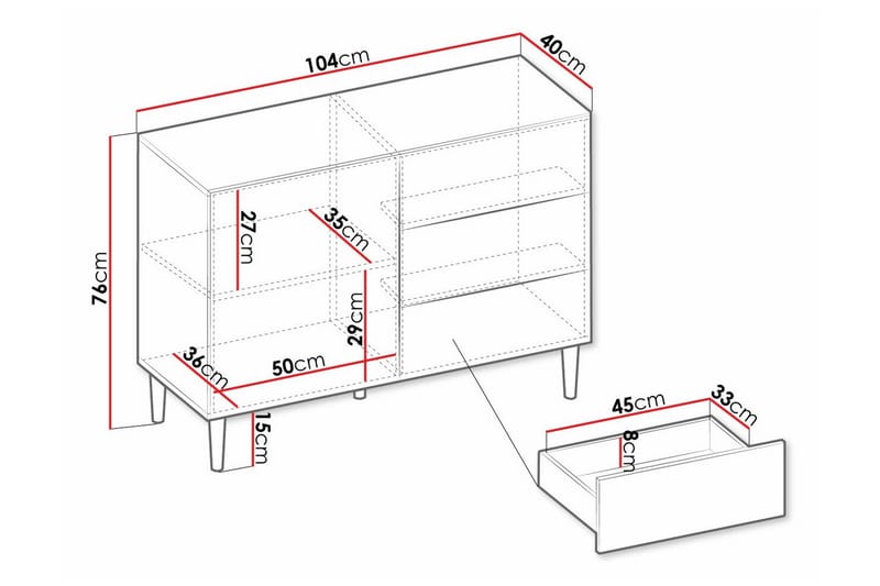 Kintore Highboard Vit - Förvaring - Förvaringsmöbler - Byrå