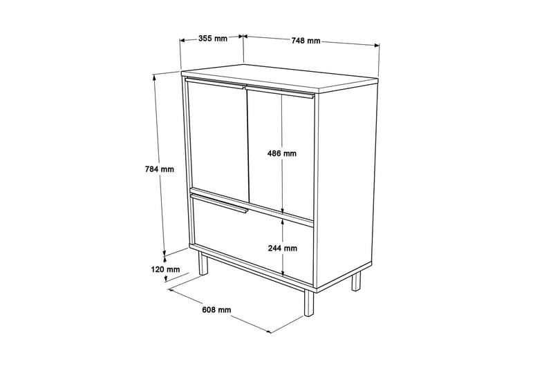 Liyakat Highboard Ek/Valnöt - Förvaring - Förvaringsmöbler - Byrå