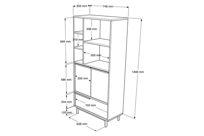 Liyakat Highboard Valnöt - Förvaring - Förvaringsmöbler - Byrå