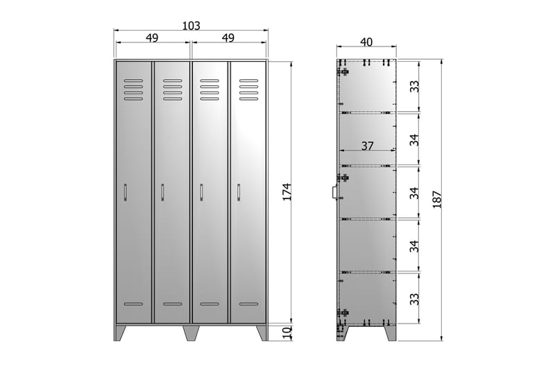 MANOJA Förvaringsskåp 103x187x40 Vit Tall - Förvaring - Förvaringsmöbler - Byrå