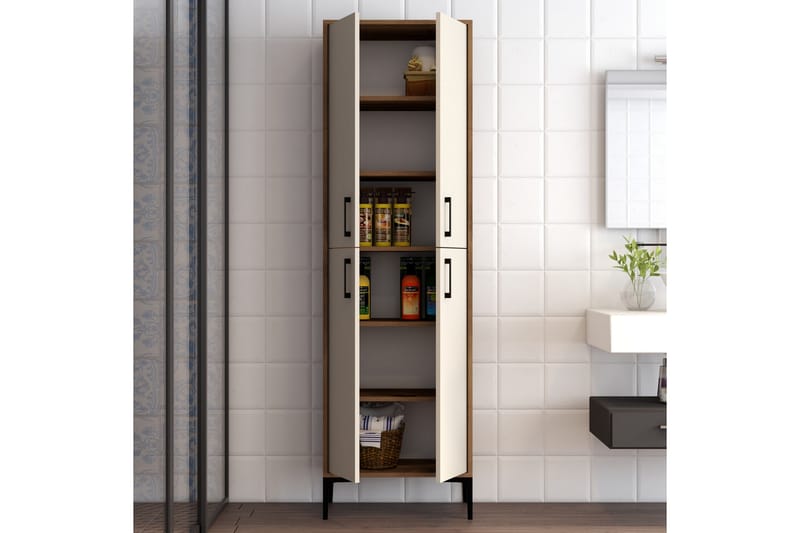 NAUEN Highboard 60x35 cm Mörkbrun/Beige - Förvaring - Förvaringsmöbler - Byrå