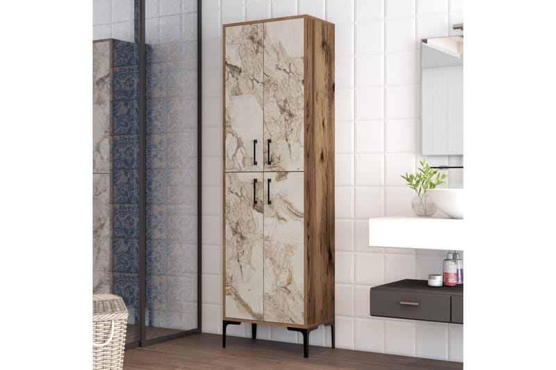 NAUEN Highboard 60x35 cm Mörkbrun/Vit - Brun/Vit - Förvaring - Förvaringsmöbler - Byrå