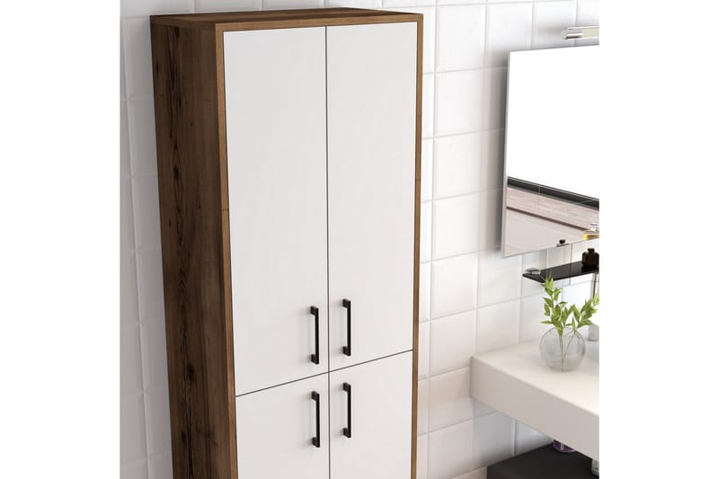 NAUEN Highboard 60x35 cm Mörkbrun/Vit - Mörkbrun/Vit - Förvaring - Förvaringsmöbler - Byrå