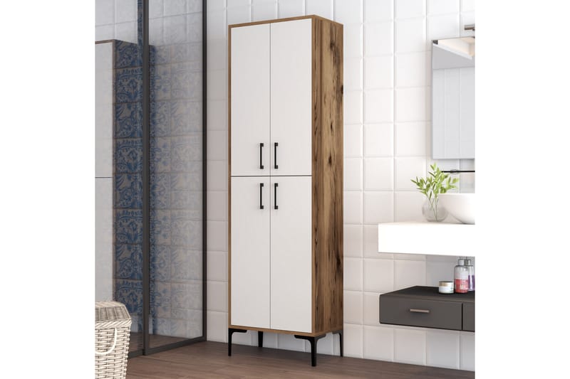 NAUEN Highboard 60x35 cm Mörkbrun/Vit - Mörkbrun/Vit - Förvaring - Förvaringsmöbler - Byrå