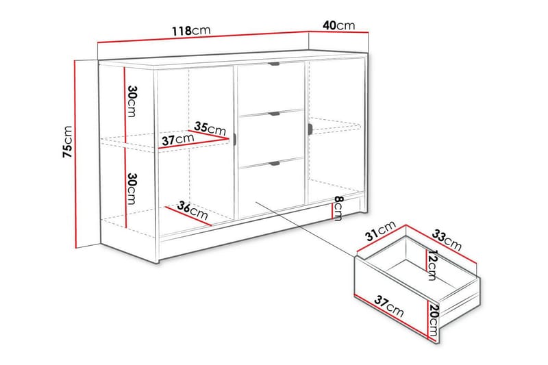 Novaj Highboard Svart - Förvaring - Förvaringsmöbler - Byrå