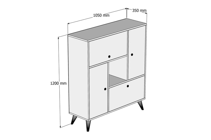 PORTENHEGEN Highboard 35x105 cm Valnöt - Förvaring - Förvaringsmöbler - Byrå