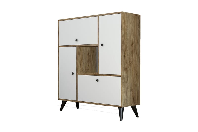 PORTENHEGEN Highboard 35x105 cm Vit/Valnöt - Förvaring - Förvaringsmöbler - Byrå