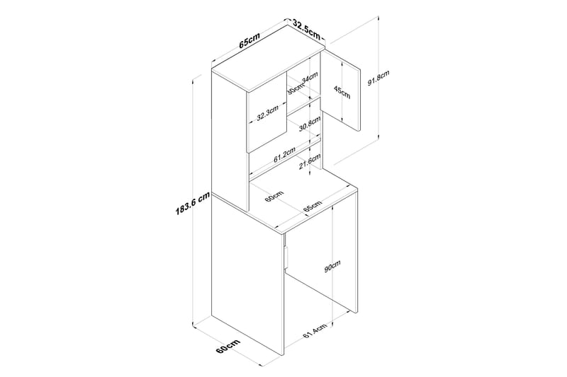 Ramdev Highboard Valnöt/Antracit - Förvaring - Förvaringsmöbler - Byrå