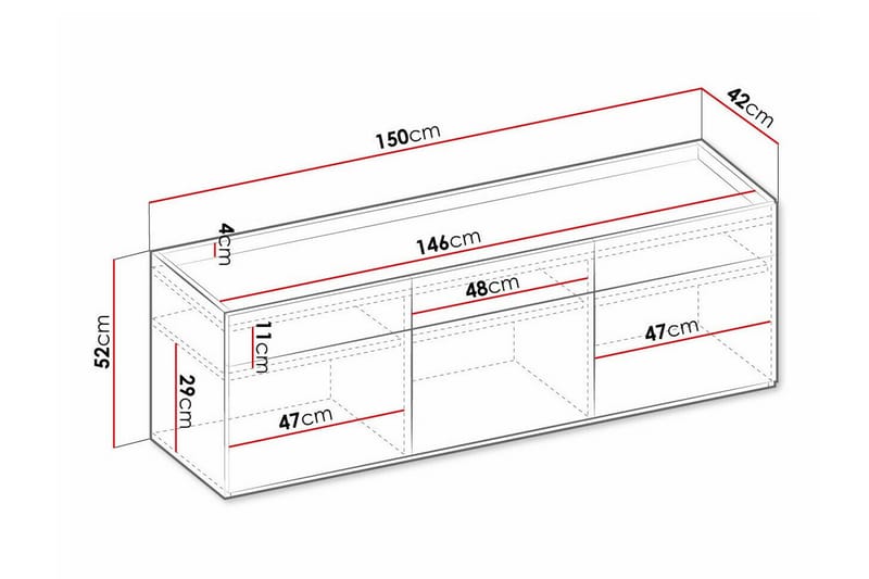 Rathmore Highboard Ljusgrå - Förvaring - Förvaringsmöbler - Byrå