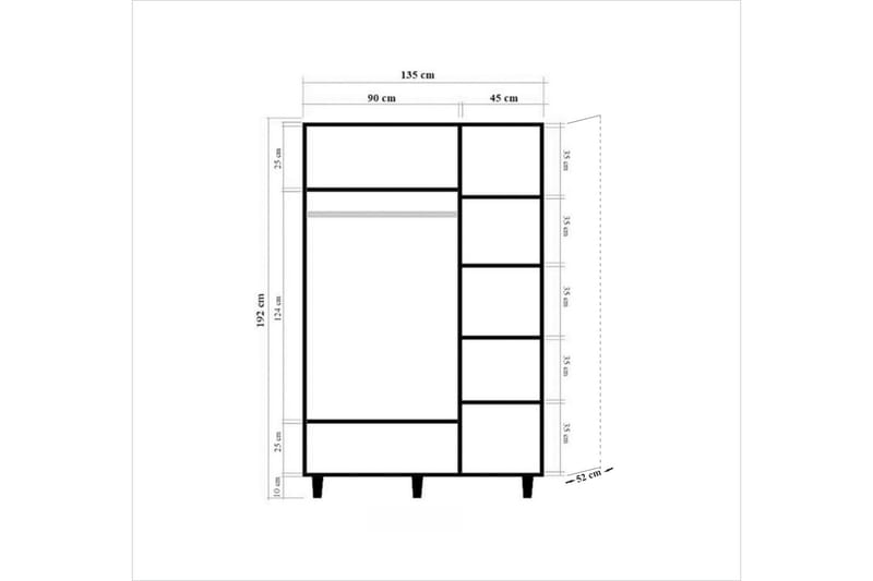 STENBYN Garderob 135 cm Brun - Brun/Röd - Förvaring - Förvaringsmöbler - Byrå