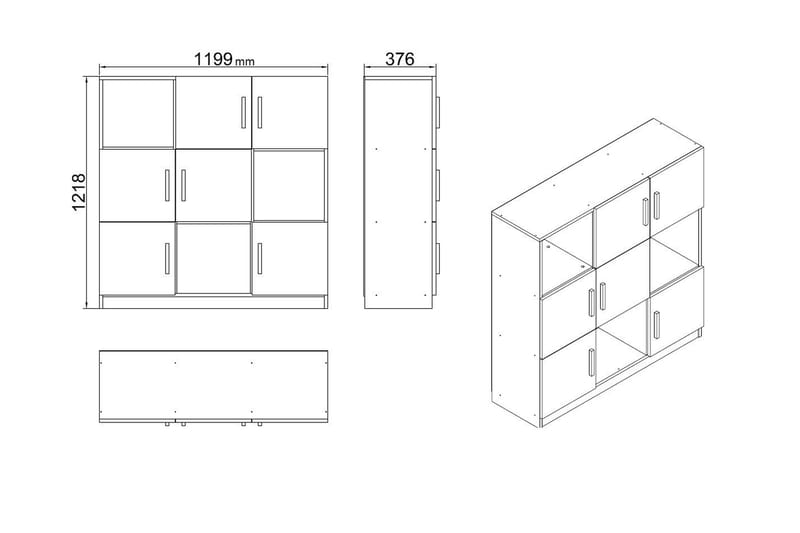 UFFERING Highboard 38x120 cm Natur/Svart - Förvaring - Förvaringsmöbler - Byrå