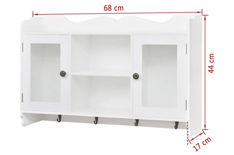 Väggskåp med glasdörrar MDF vit - Vit - Förvaring - Förvaringsmöbler - Byrå