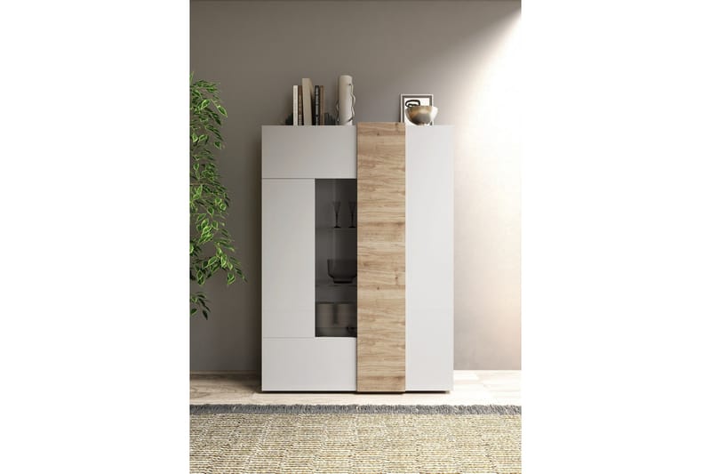 VOLDE Highboard 44x121x168 cm Vit/Natur - Förvaring - Förvaringsmöbler - Byrå