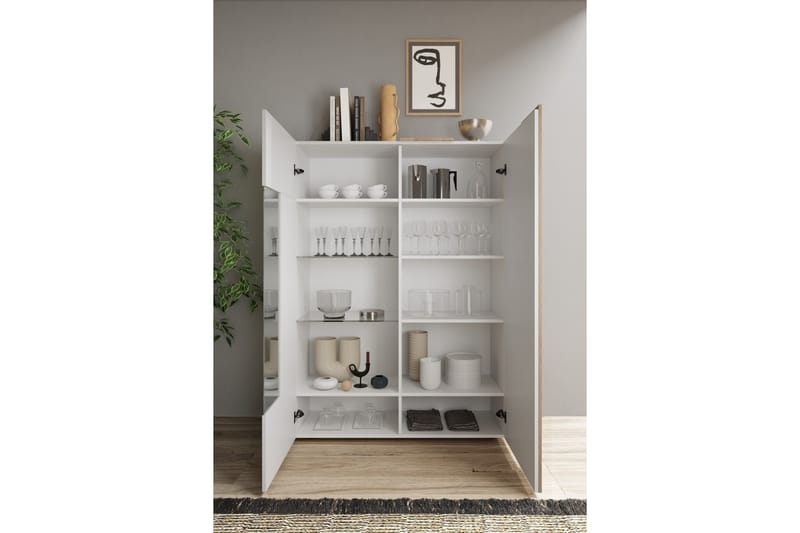 VOLDE Highboard 44x121x168 cm Vit/Natur - Förvaring - Förvaringsmöbler - Byrå