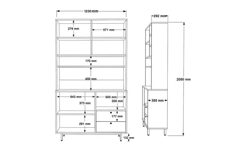 Donae Byrå 120 cm Ek/Vit - Förvaring - Förvaringsmöbler - Byrå