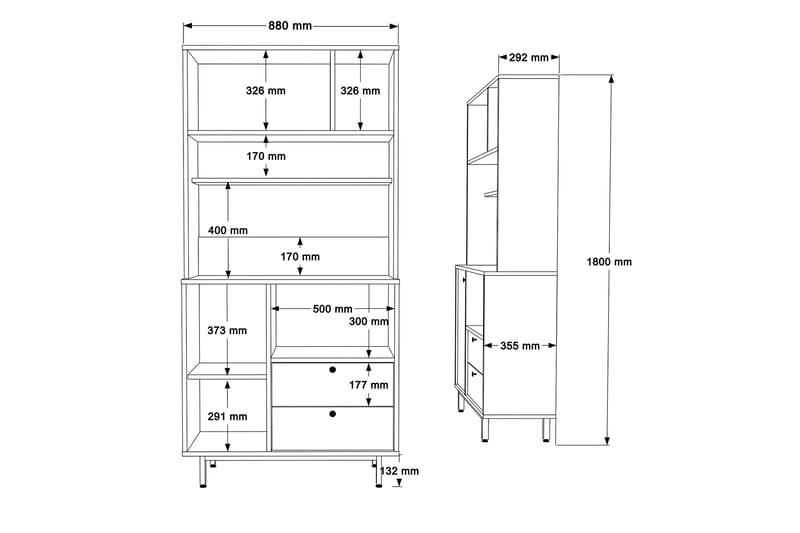 Donae Highboard Ek/Antracit - Förvaring - Förvaringsmöbler - Byrå