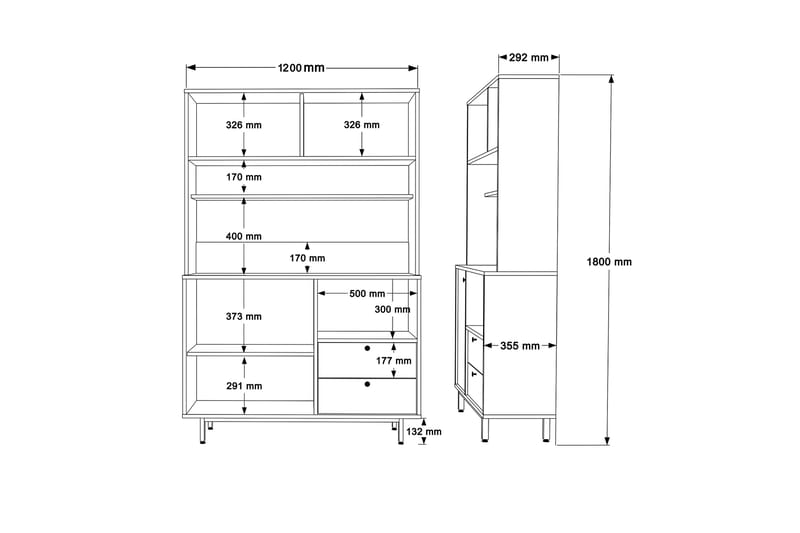 Donae Highboard Ek/Antracit - Förvaring - Förvaringsmöbler - Byrå