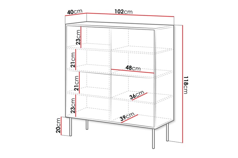 FALER Byrå 102 cm Svart/Valnöt - Förvaring - Förvaringsmöbler - Byrå