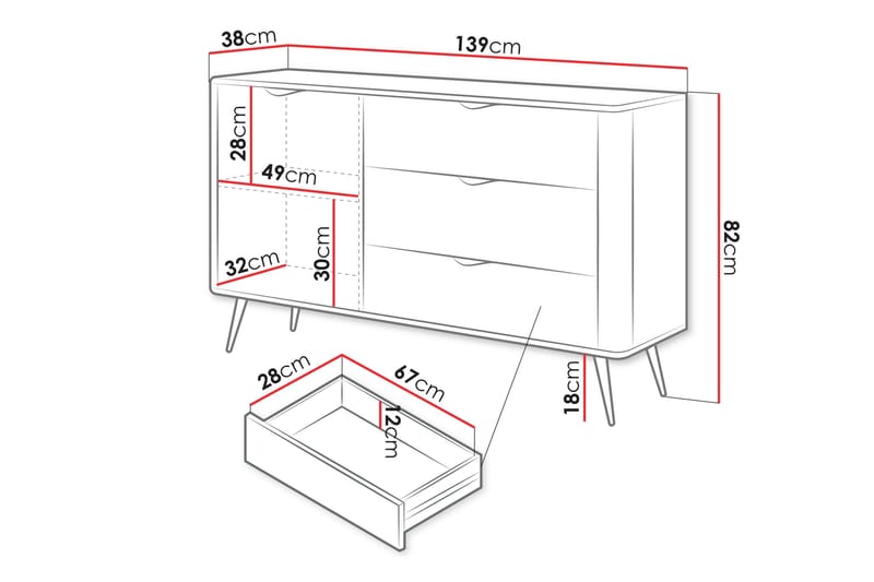 Forba Byrå 138 cm - Svart - Förvaring - Förvaringsmöbler - Byrå