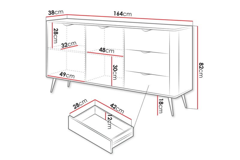 Forba Byrå 164 cm - Beige - Förvaring - Förvaringsmöbler - Byrå