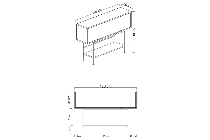 Germaine Byrå 120 cm - Antracit/Vit/Svart - Förvaring - Förvaringsmöbler - Byrå