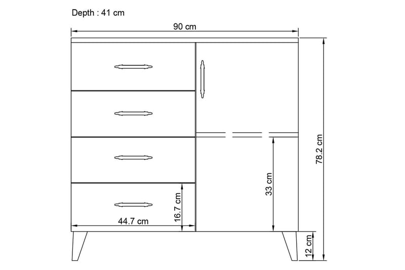 Hananiah Byrå 90 cm Vit - Förvaring - Förvaringsmöbler - Byrå