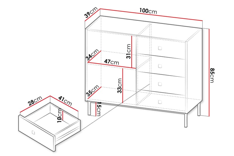 Hermann Byrå 100 cm Vit - Förvaring - Förvaringsmöbler - Byrå