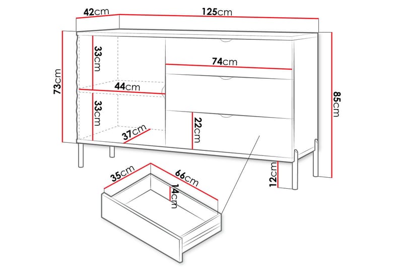 Holmes Byrå 125 cm Vit - Förvaring - Förvaringsmöbler - Byrå