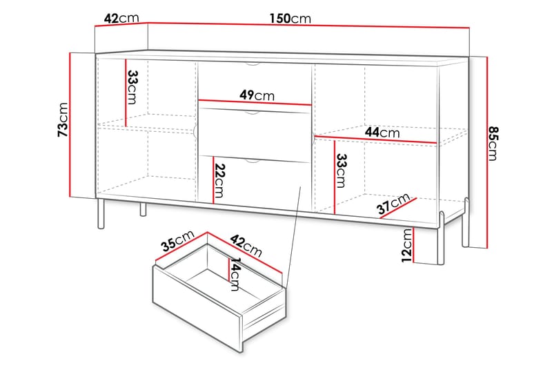 Holmes Byrå 150 cm Vit - Förvaring - Förvaringsmöbler - Byrå