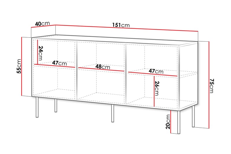 Laholm Byrå 151 cm Svart - Förvaring - Förvaringsmöbler - Byrå