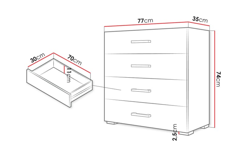 Lindesberg Byrå 77 cm Vit - Förvaring - Förvaringsmöbler - Byrå