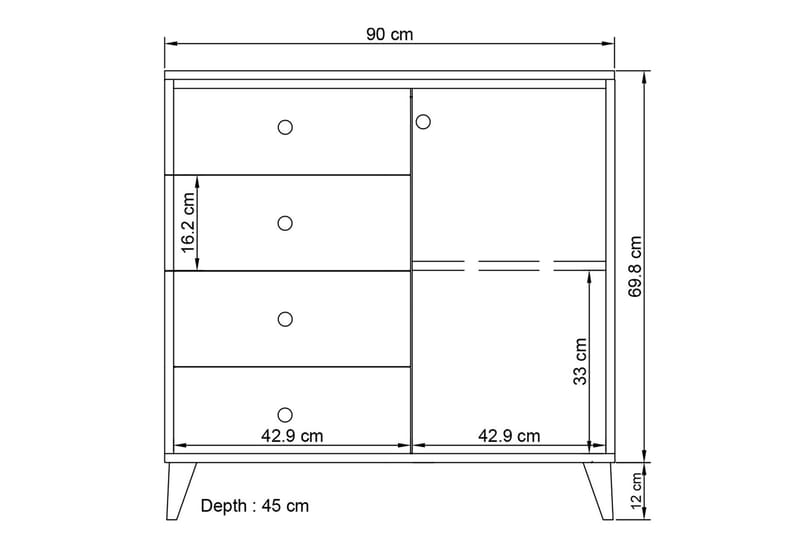 MAIDAAN Byrå 90 cm Vit - Förvaring - Förvaringsmöbler - Byrå