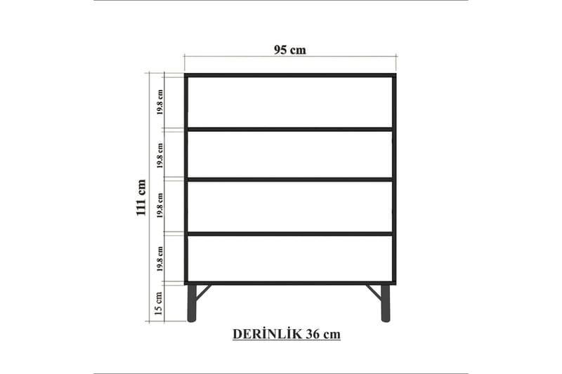 MIDIA Highboard 95x111 cm Vit/Brun/Lila/Gul - Förvaring - Förvaringsmöbler - Byrå