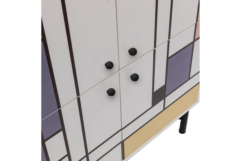 MIDIA Highboard 95x111 cm Vit/Brun/Lila/Gul - Förvaring - Förvaringsmöbler - Byrå