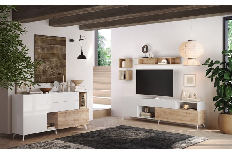 Monaco Skänk 181x42 cm - Vit/Brun - Förvaring - Förvaringsmöbler - Skänkar & sideboards