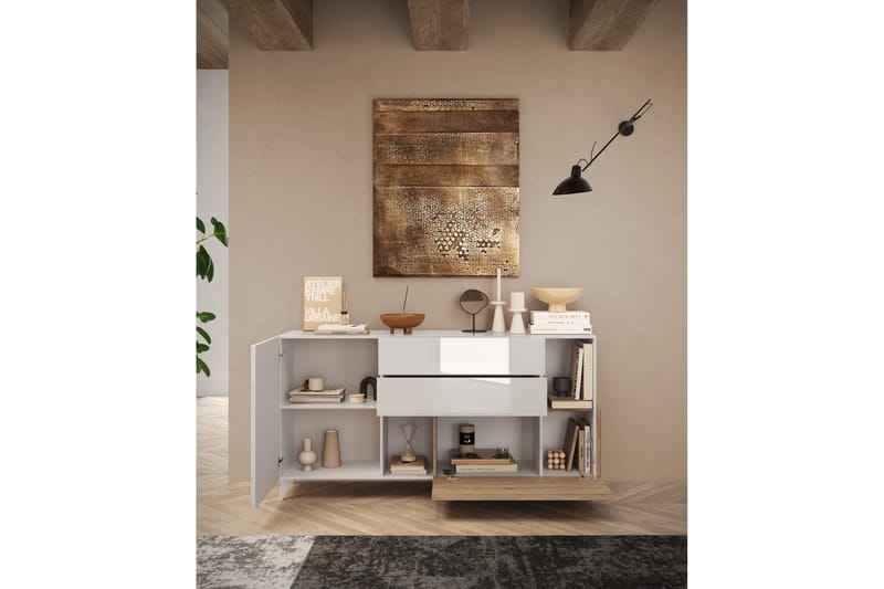 Monaco Skänk 181x42 cm - Vit/Brun - Förvaring - Förvaringsmöbler - Skänkar & sideboards