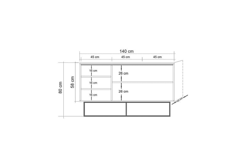 QUANTUM Mare Highboard 140x80 cm Svart/Brun - Förvaring - Förvaringsmöbler - Byrå