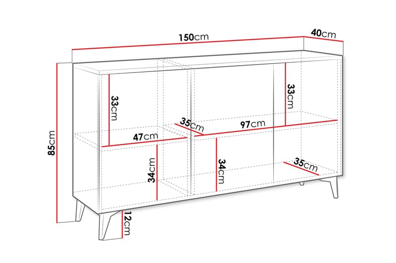 SCARBOROUGH Byrå 150 cm Vit - Förvaring - Förvaringsmöbler - Byrå