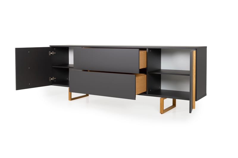 BIRKA Sideboard 216x43 cm Ek/Grå - Förvaring - Förvaringsmöbler - Skänkar & sideboards