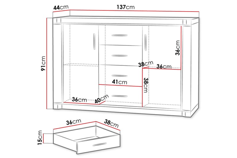 DALLAS Skänk 137x43,5x91 cm - Beige/Grå - Förvaring - Förvaringsmöbler - Skänkar & sideboards