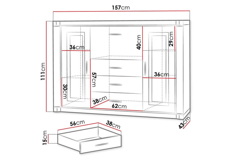 DALLAS Skänk 157x43,5x111 cm - Beige/Grå - Förvaring - Förvaringsmöbler - Skänkar & sideboards