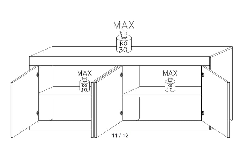 DINAMI Sideboard 43x207 cm Natur/Svart - LC SPA - Förvaring - Förvaringsmöbler - Skänkar & sideboards