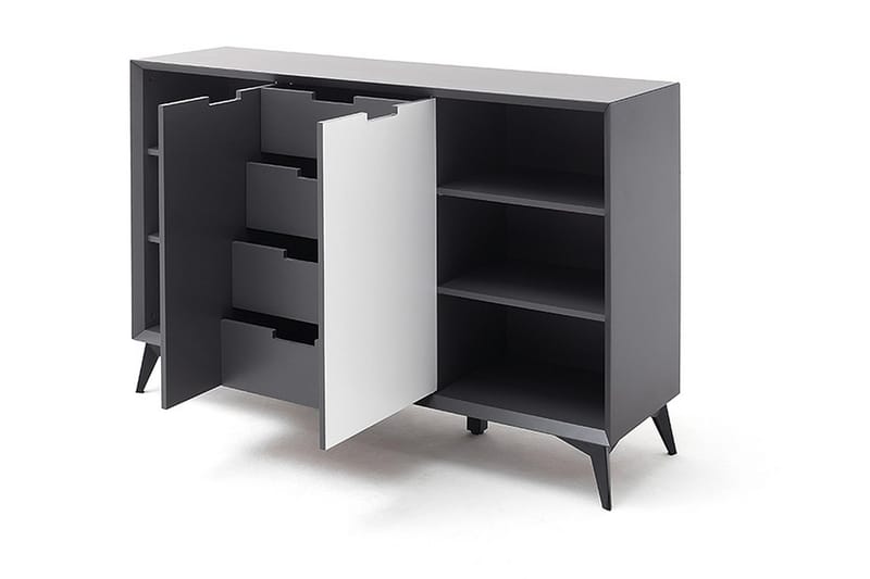 HANIEL Skänk 137x40 cm Vit/Grå - Förvaring - Förvaringsmöbler - Skänkar & sideboards