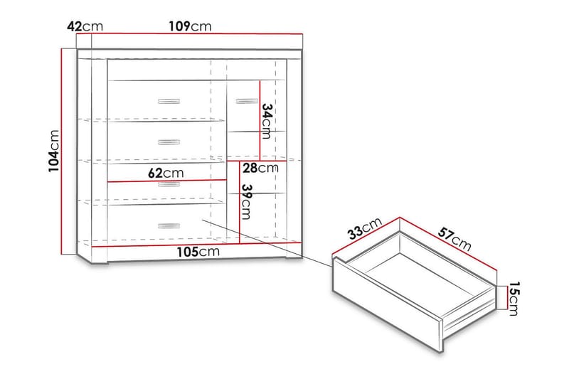 INDIANAPOLIS Skänk 109x42x104 cm - Brun - Förvaring - Förvaringsmöbler - Skänkar & sideboards